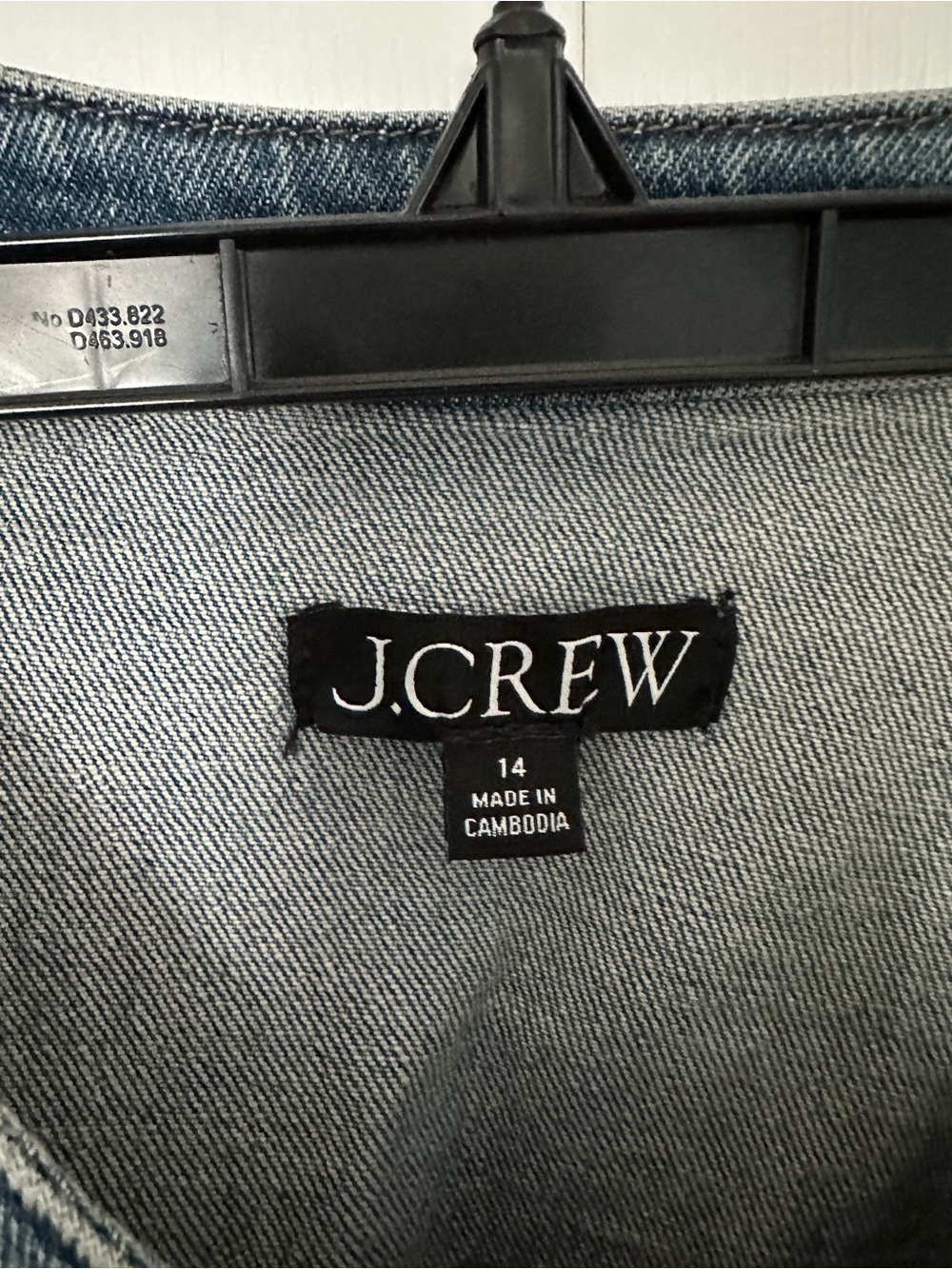 J.Crew Light Blue Denim Top with Black Label - Picture 2 of 5